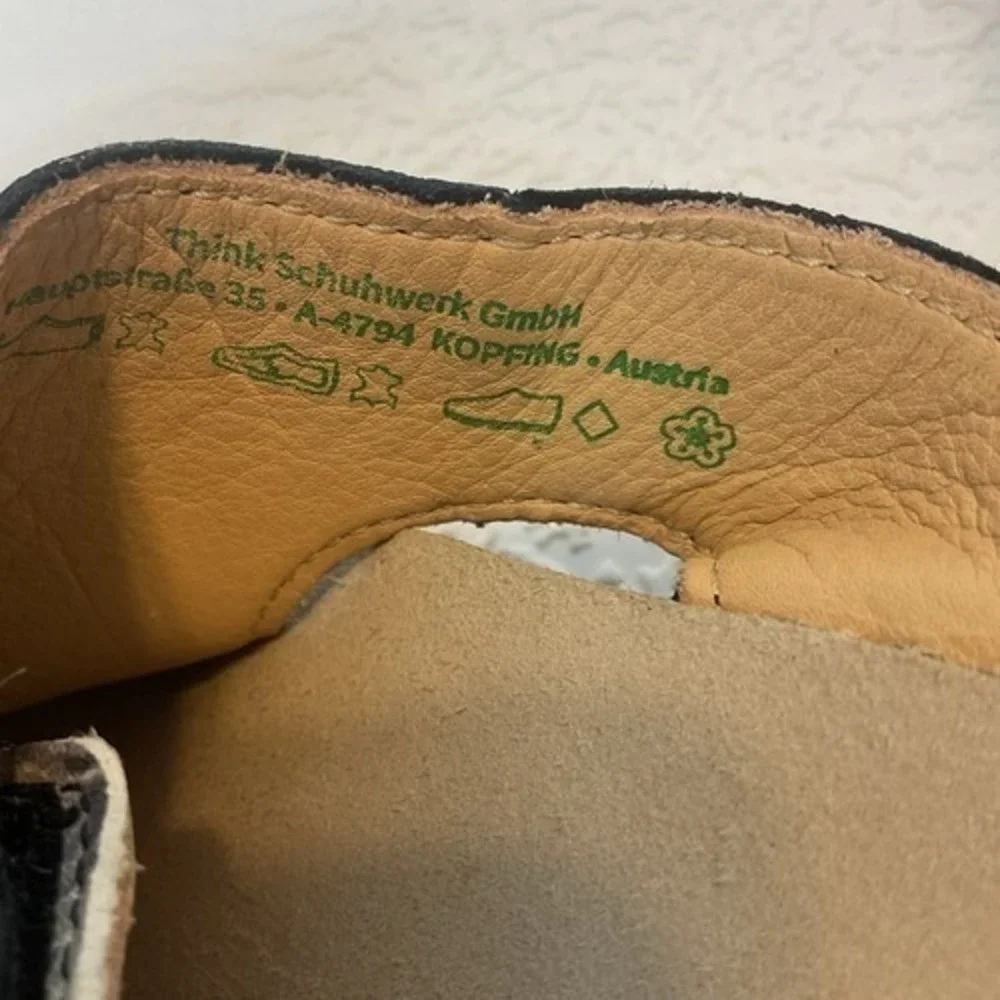 Think! Mizzi Black Slip On Sandals‎  Women 42/US11 Austria Leather/Cork/Rubber